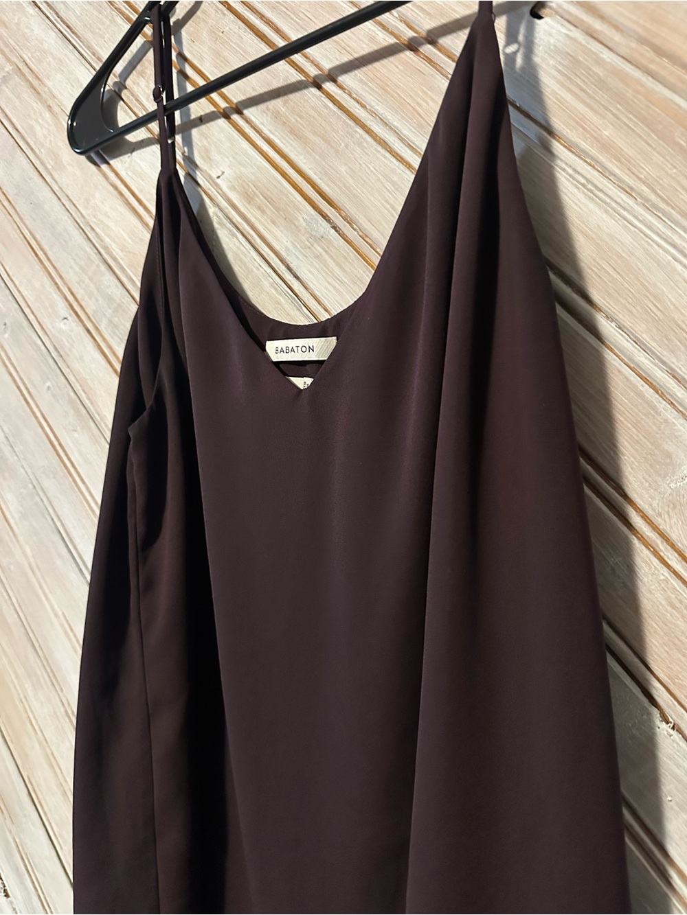 Babaton Dark Maroon Lightweight Spaghetti Adjustable Strap Mesh Tank Top - Picture 3 of 9